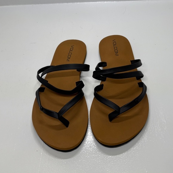 Volcom Women's Black and Tan Strappy Sandals - Picture 1 of 3